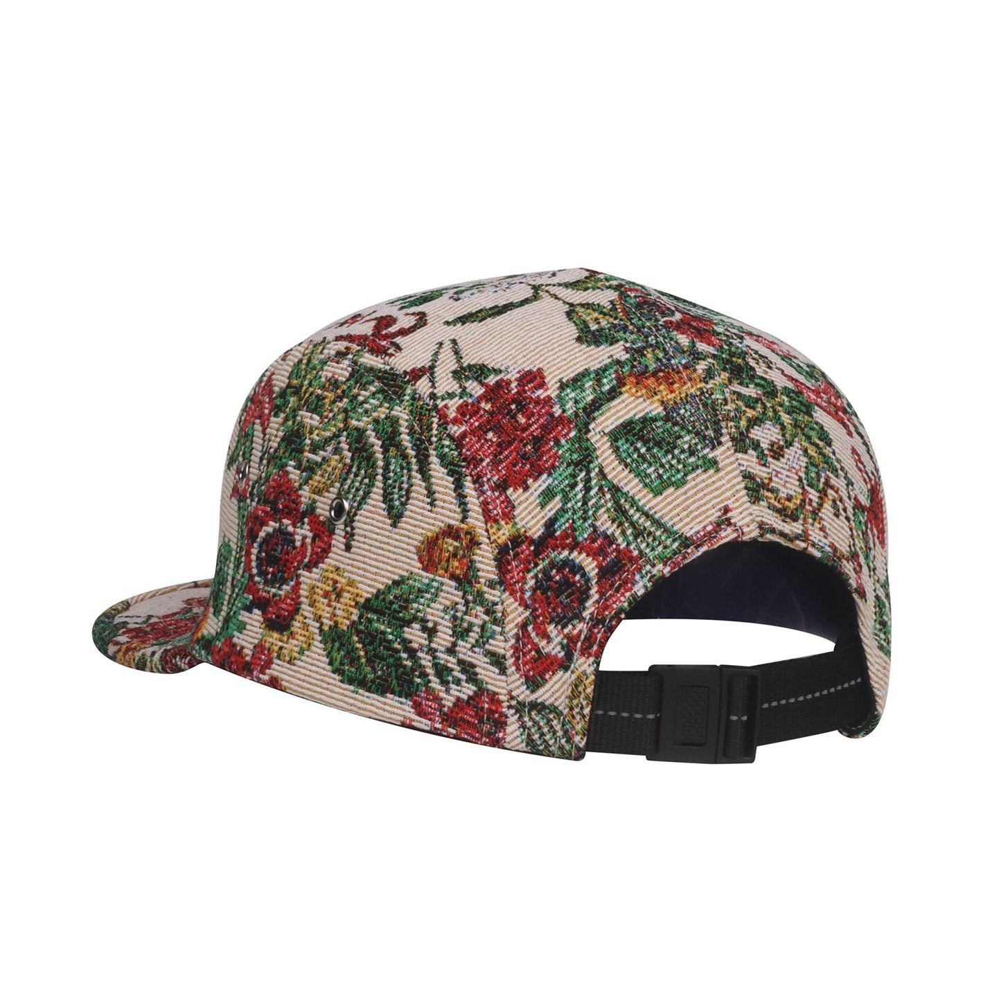 Jacquard Floral 5 Panel Hat -- Beige