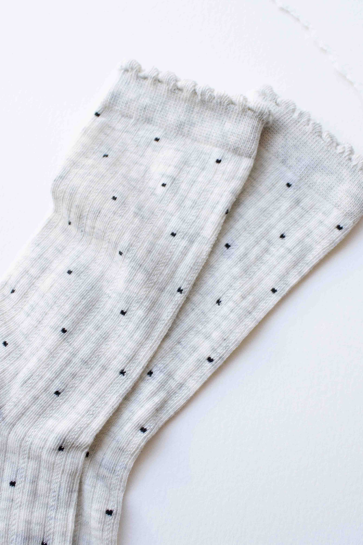 Frill Edge Ribbed Polka Dot Crew Socks