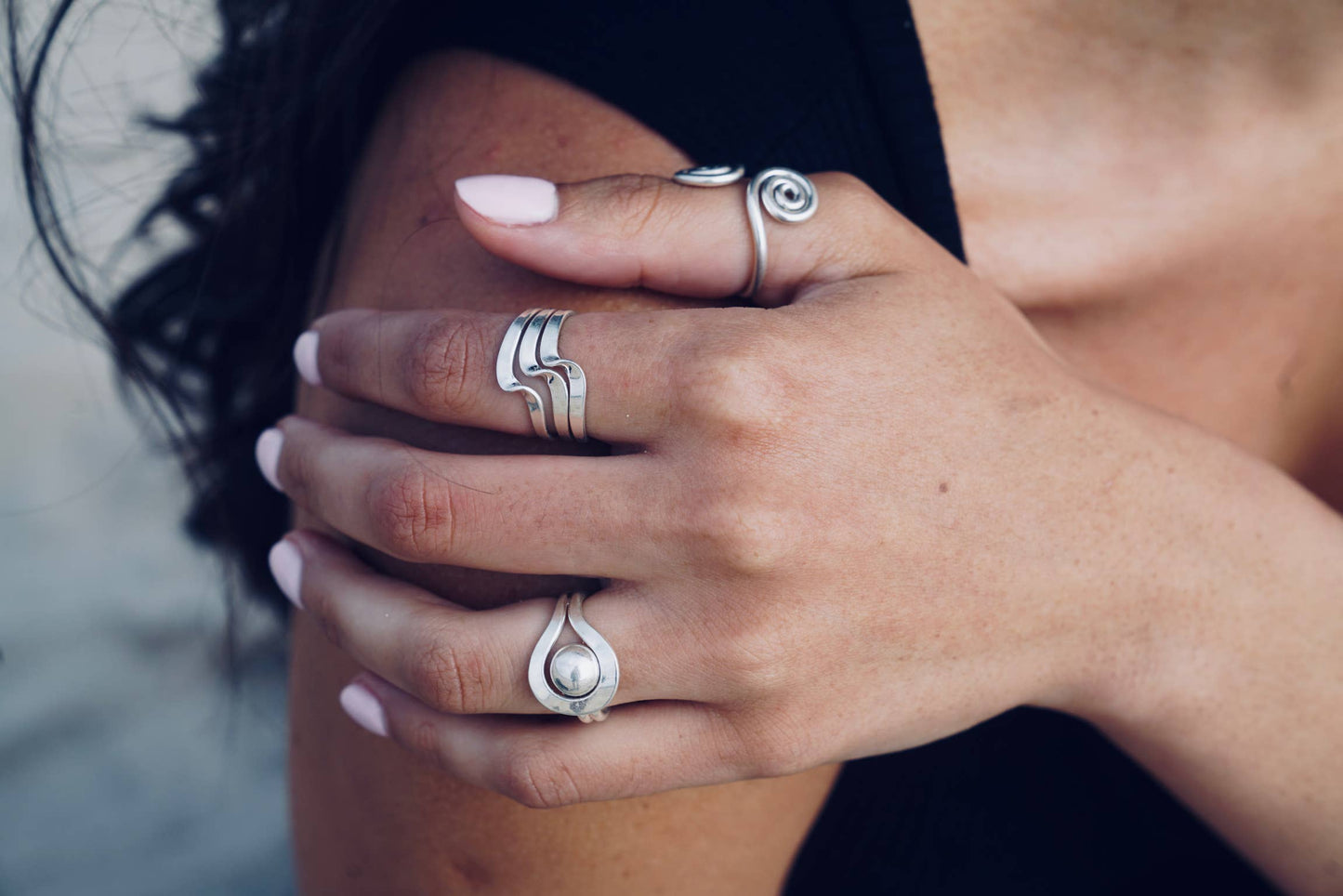 Sterling Silver Triple Wave Ring