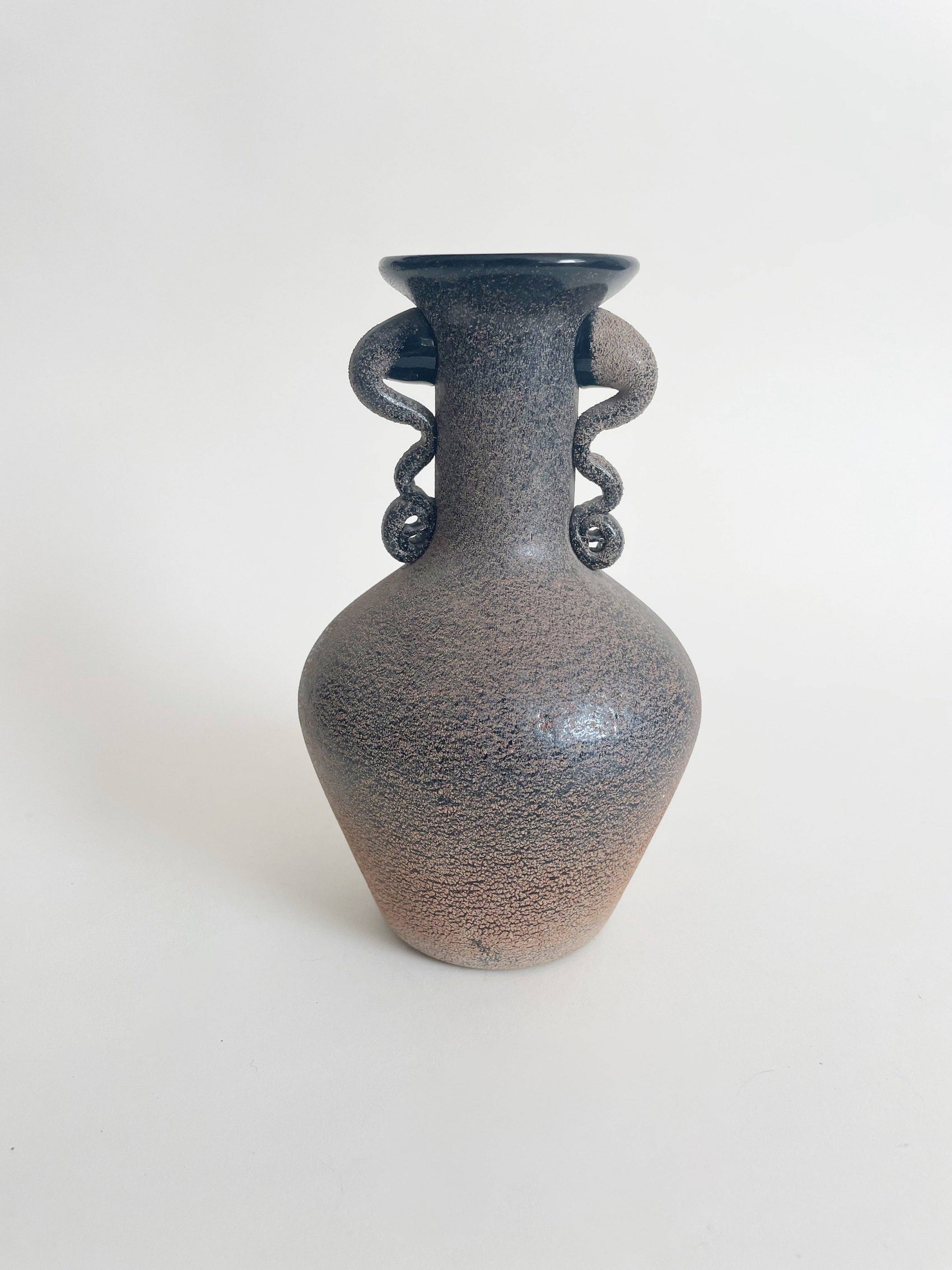 Black Murano Scavo Vase