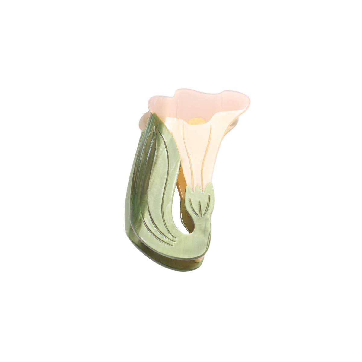 Datura White Trumpet Flower Acetate Hair Claw Clip