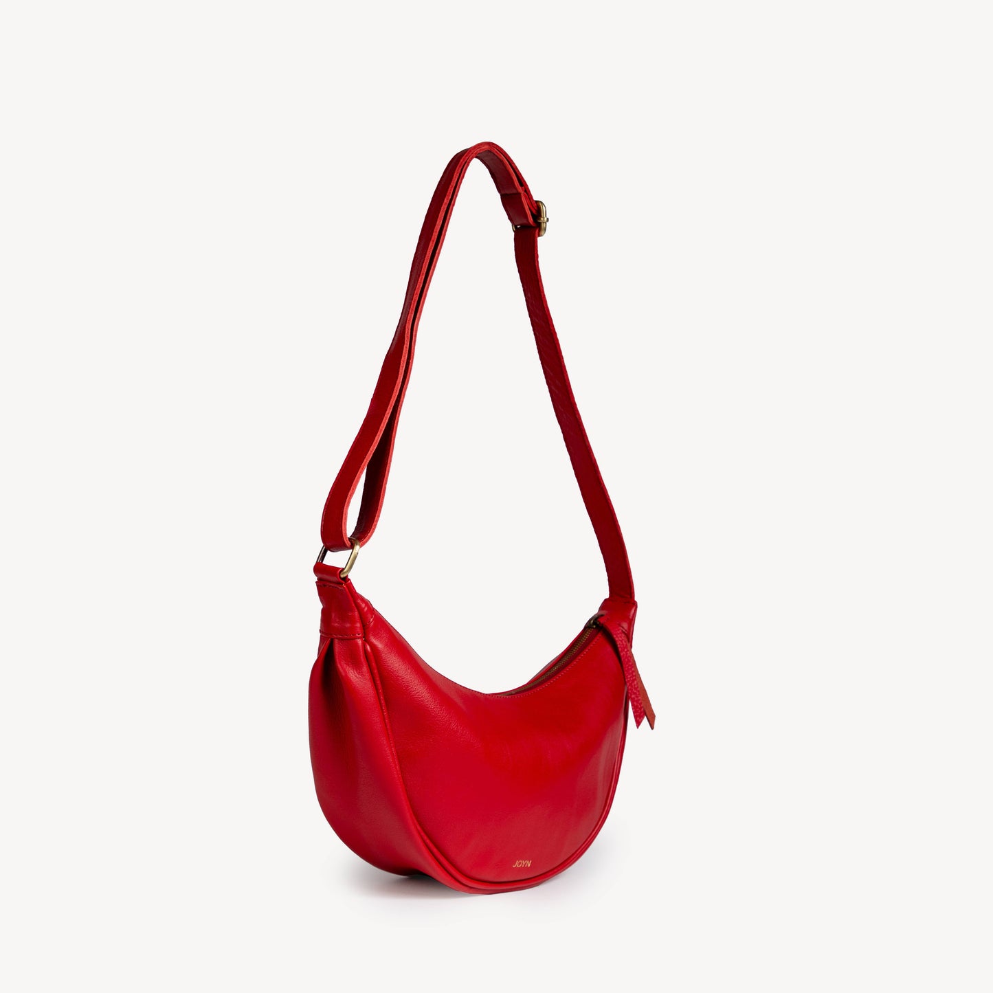 Leather Moon Sling Bag - Tomato