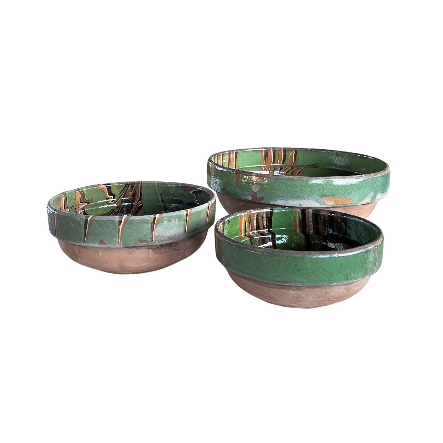 Cottage Crafted Bowl: Marbleized Green / Small