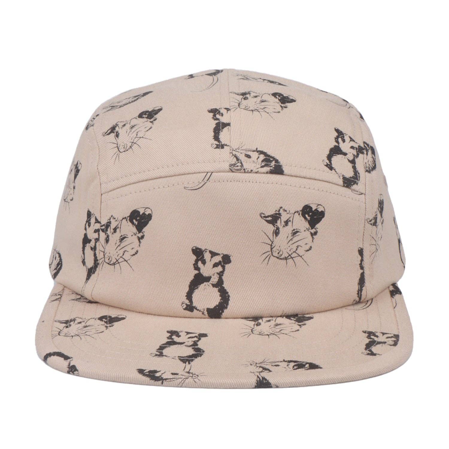 Hatphile Opossum Cotton 5 Panel Hat: Khaki