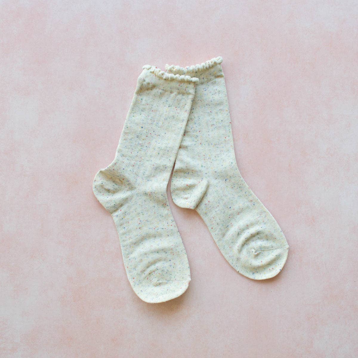 Confetti Solid Socks: Ivory