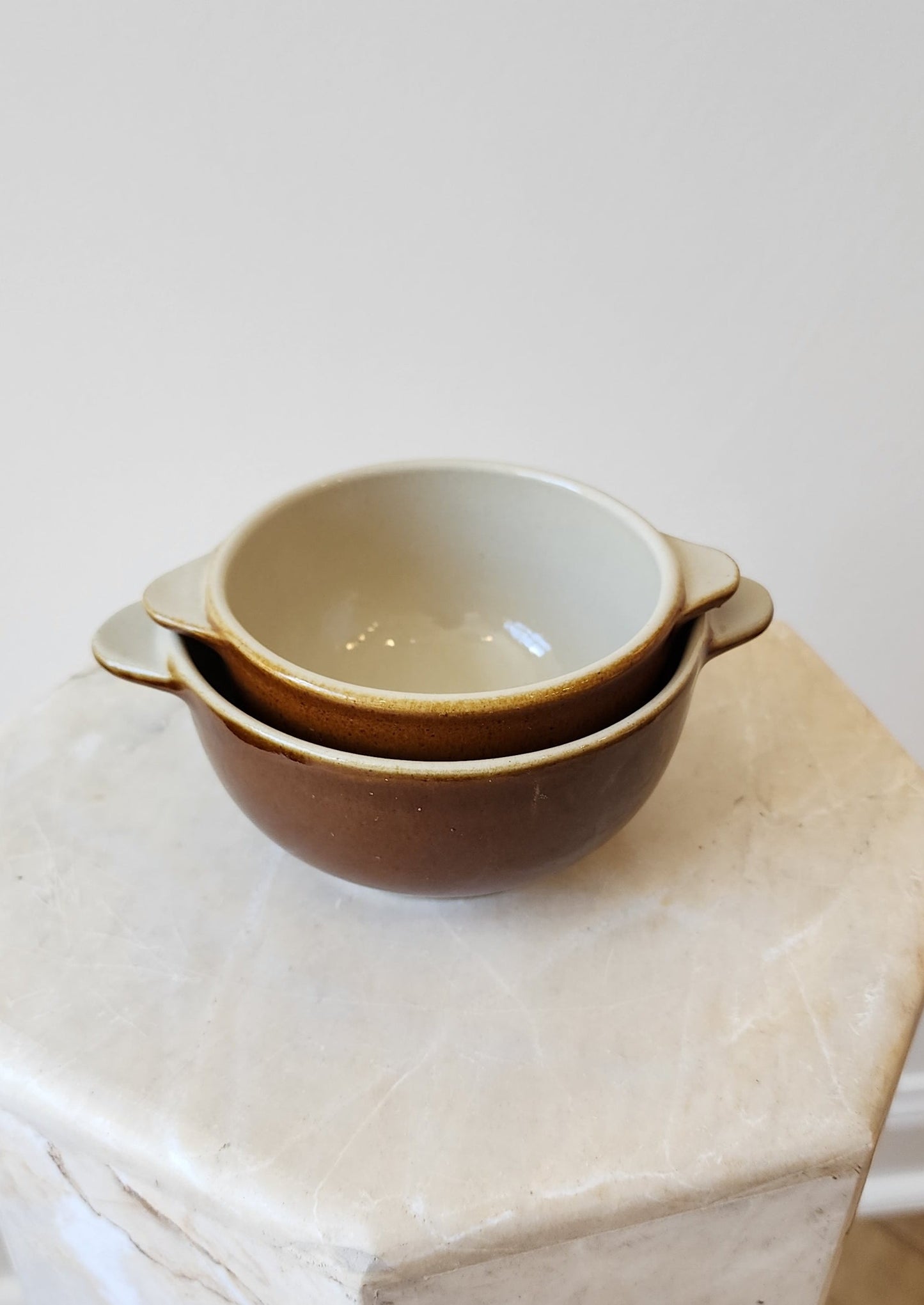 Vintage French Pottery -- French Onion Soup Bowls