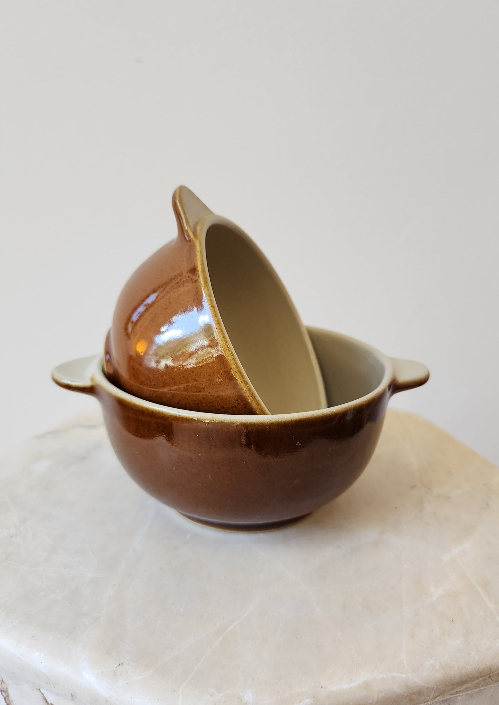Vintage French Pottery - French Onion Soup Bowls