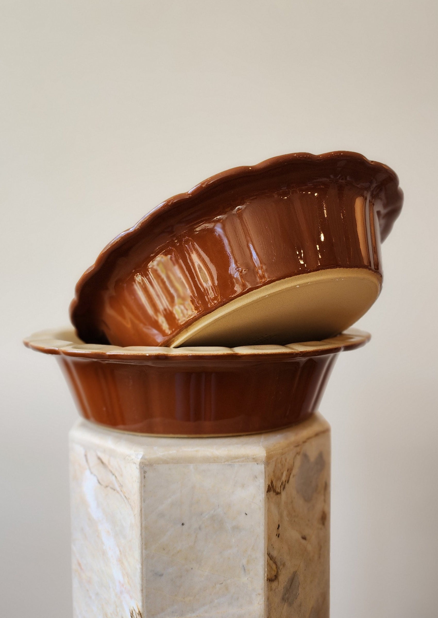 Vintage French Pottery - Scalloped Baking Dishes