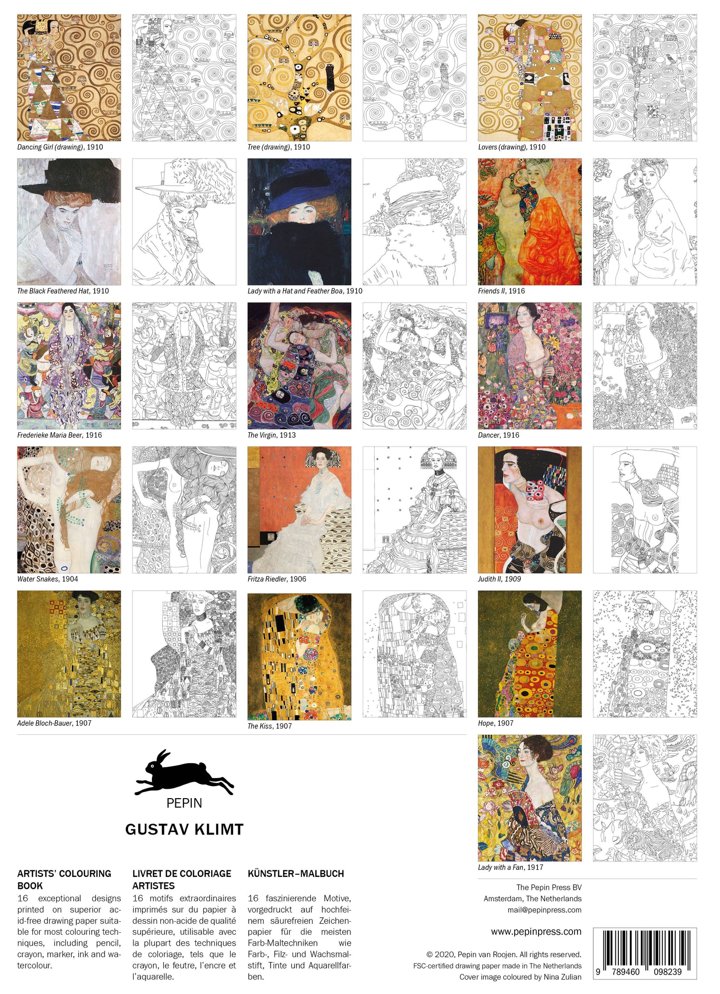 Gustav Klimt Artists' Colouring Book