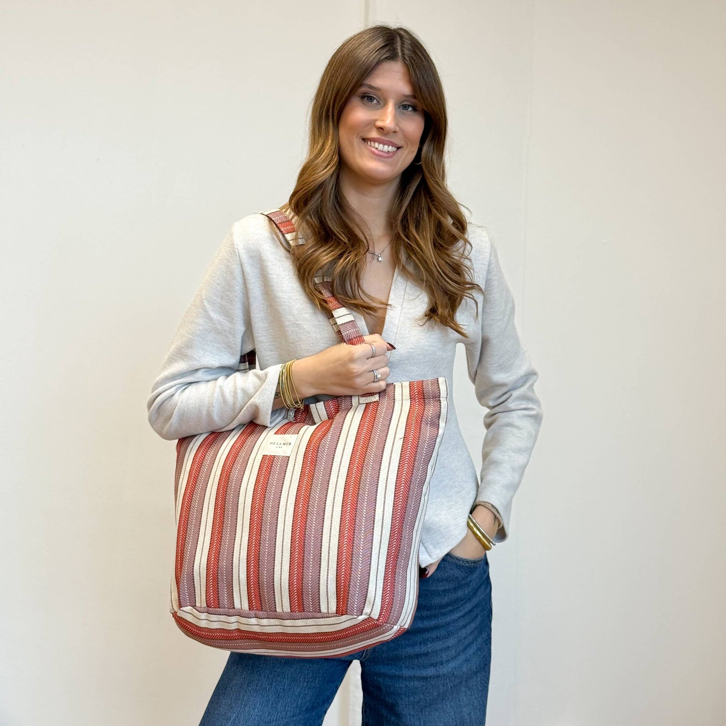 Zippered Tote in Summer Stripe - Large