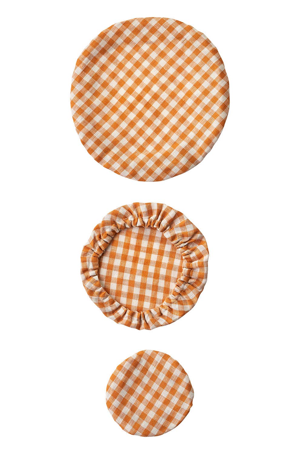 Linen Bowl Cover Set -- Orange Check