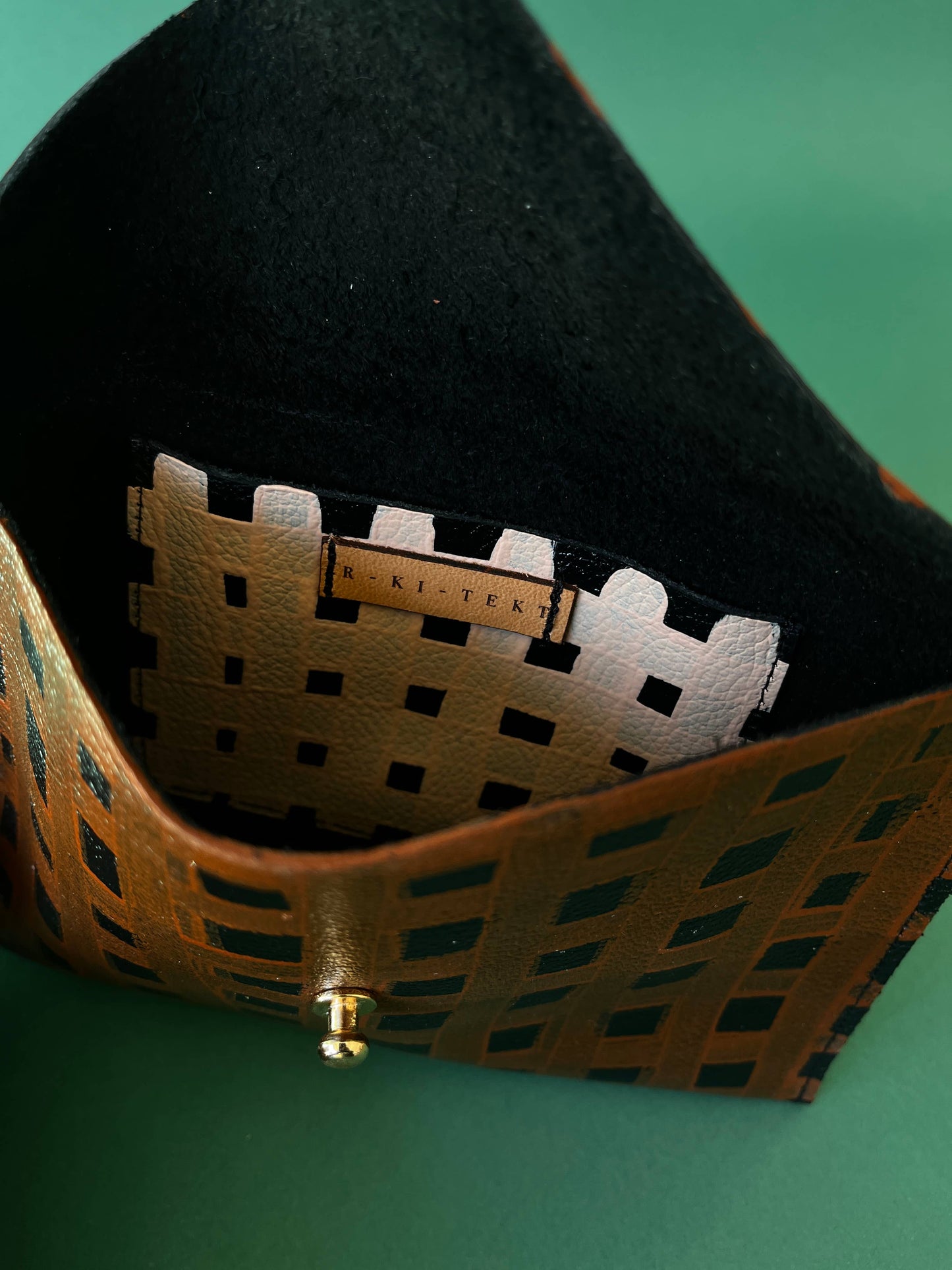 Leather Envelope Carryall - Grid-Rust