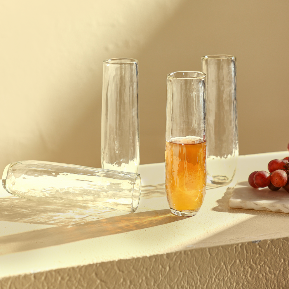 Pebbled Stemless Flutes