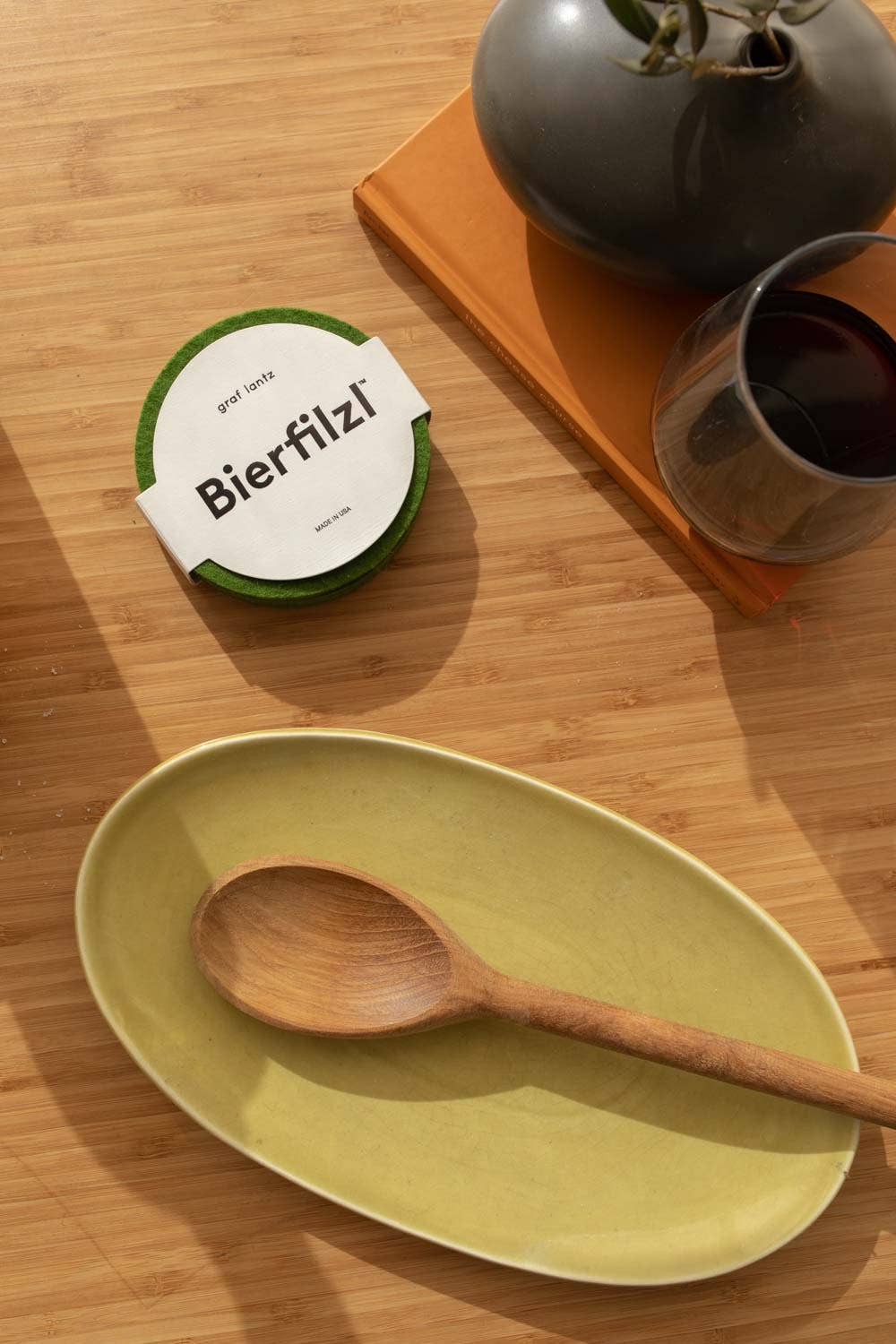 Bierfilzl Merino Wool Felt Round Coaster - Loden Green