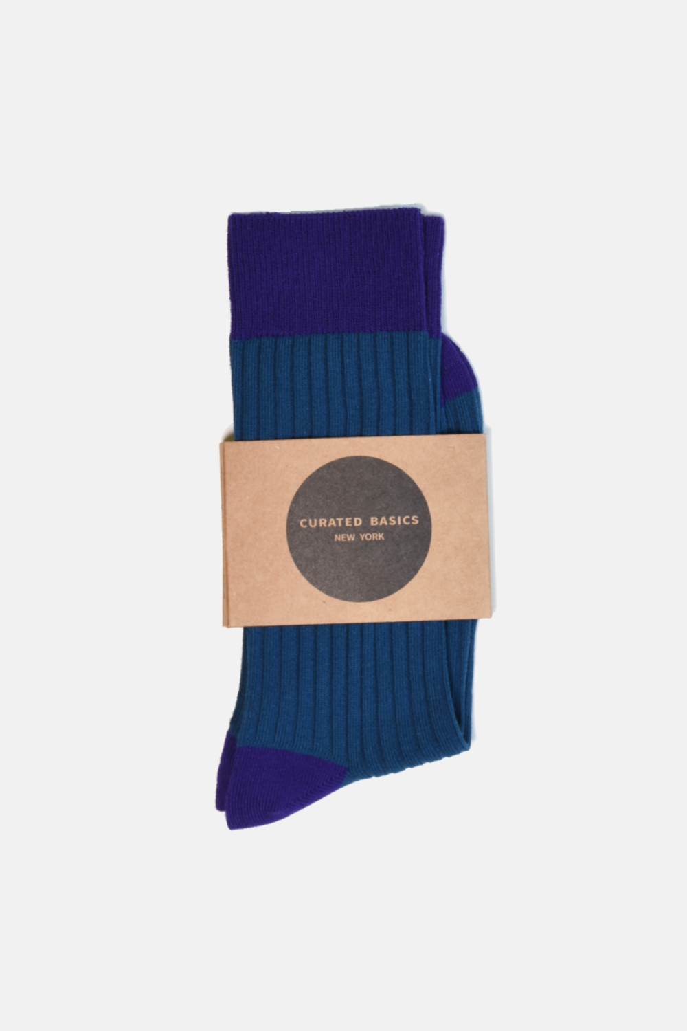 Navy Ribbed Socks: M/L