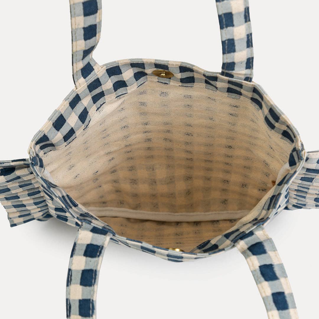 Momo Tote - Indigo Gingham