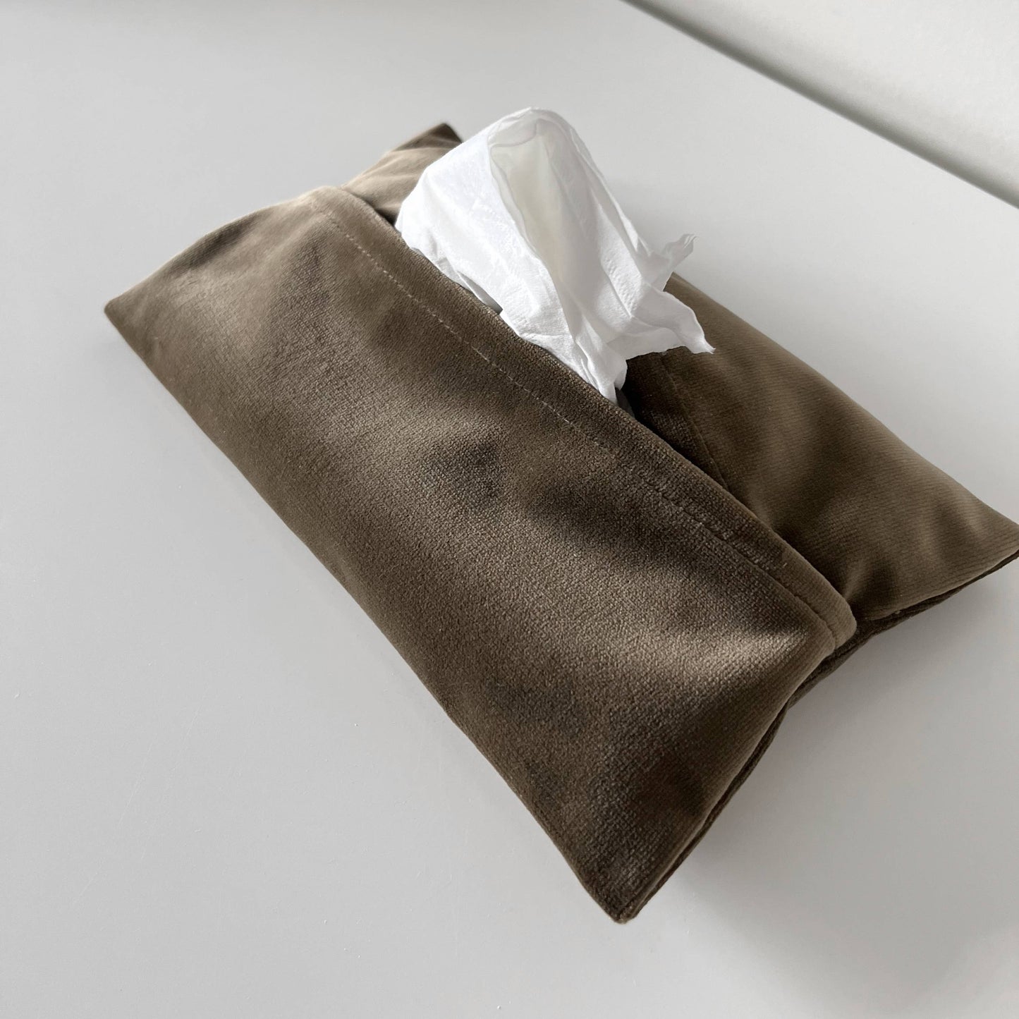 Fabric Tissue Holder | Olive Velvet