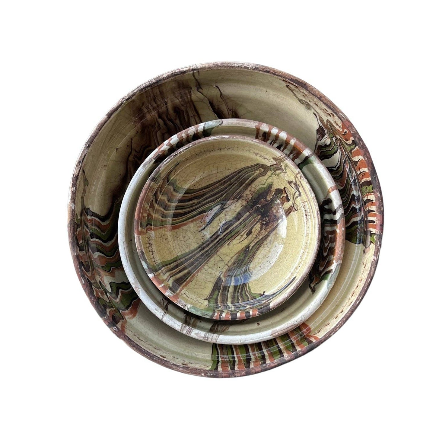 Cottage Crafted Bowl: Marbleized Green / Small