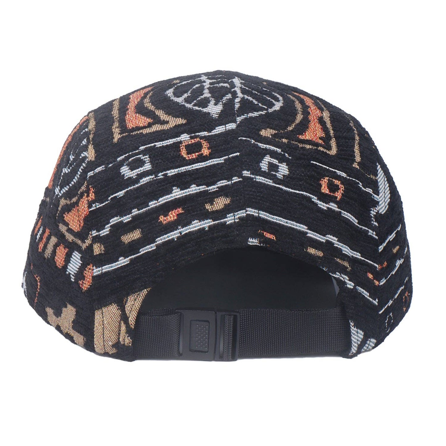 Hatphile Nature Inspired Pattern 5 Panel Hat: Black