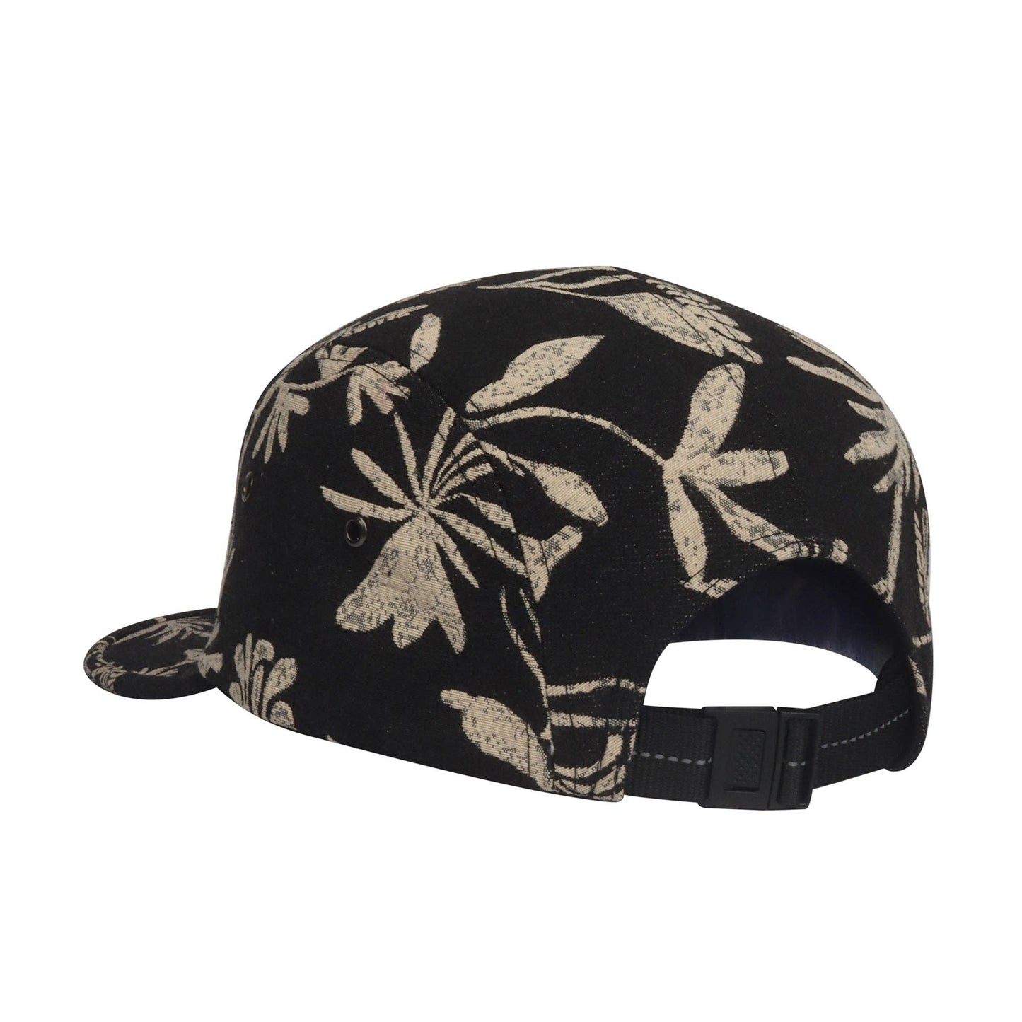 Hatphile Leaf Black Jacquard 5 Panel Hat Camp Cap: Black