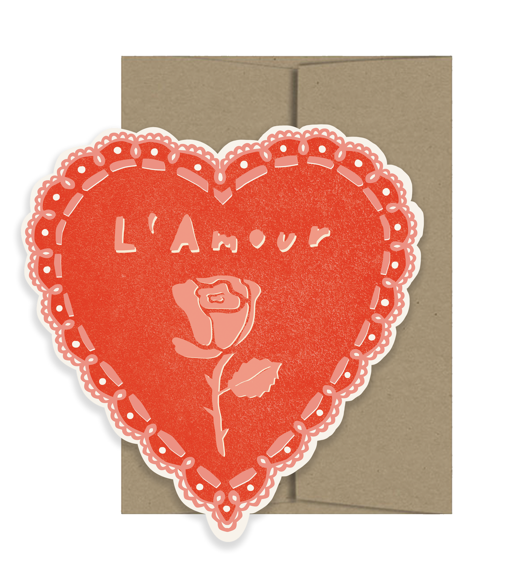 Rose Heart Die Cut Card