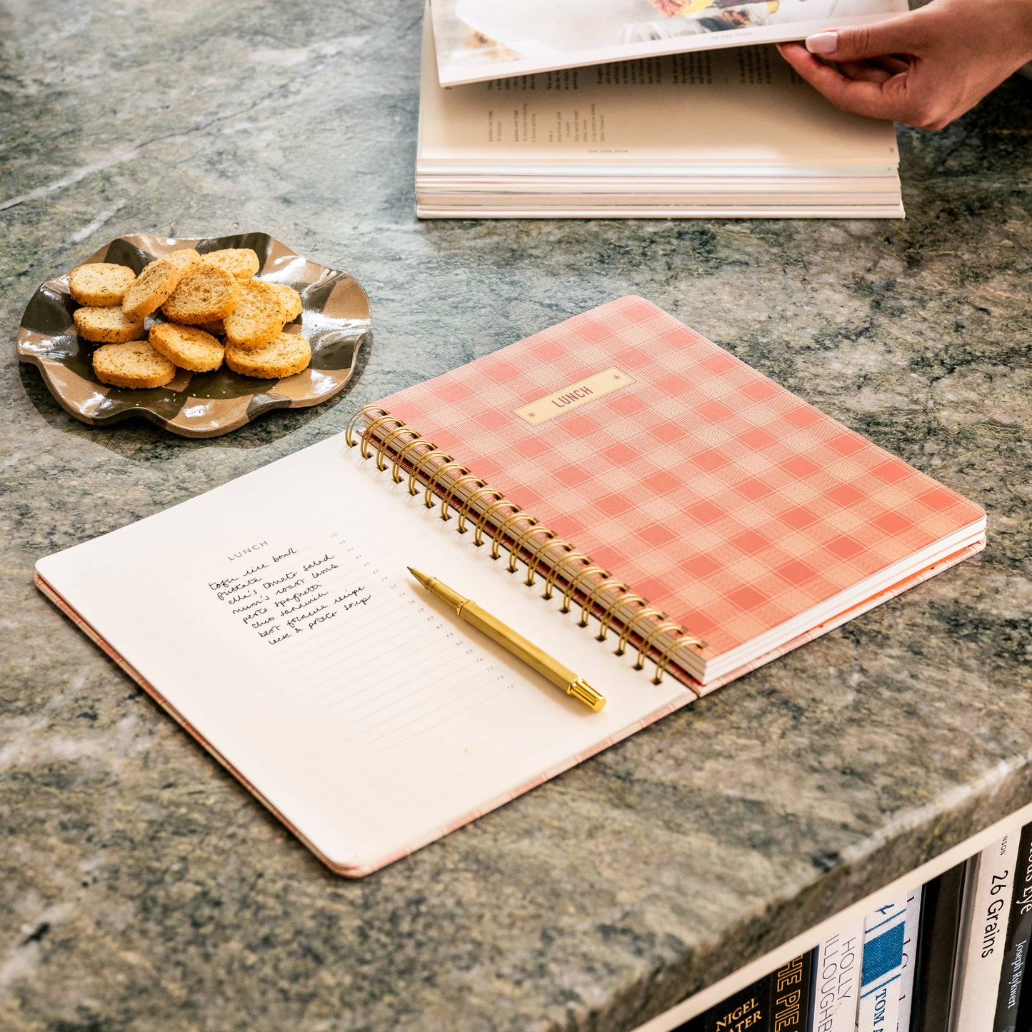 Guided Recipe Journal, B5 Hardcover Spiral - Lobster Gingham