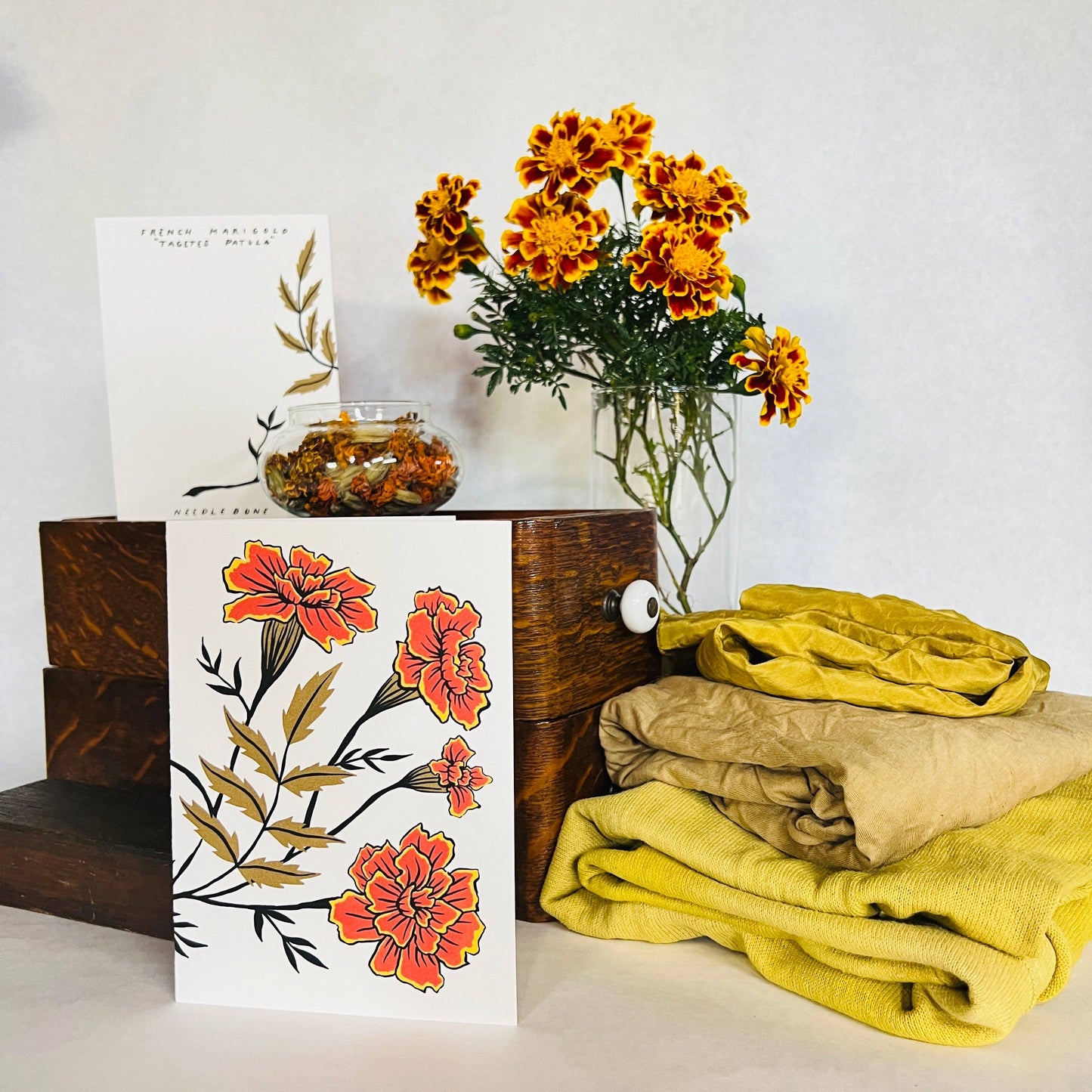 French Marigold 5x7 Card: Set of 5