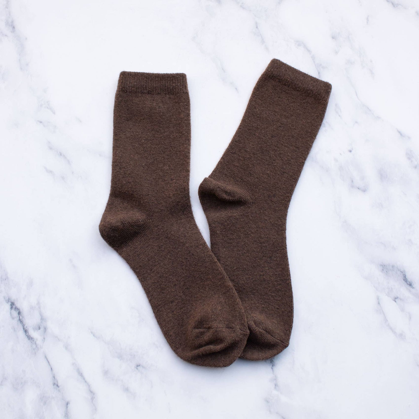 Women's Solid Wool Cashmere Blend Socks: Dark Brown