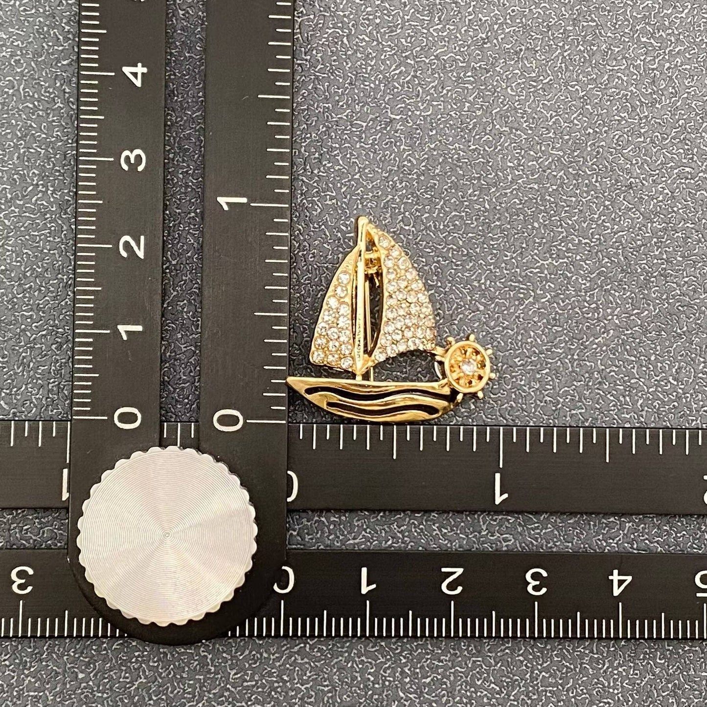 Rhinestone Sailboat Brooch