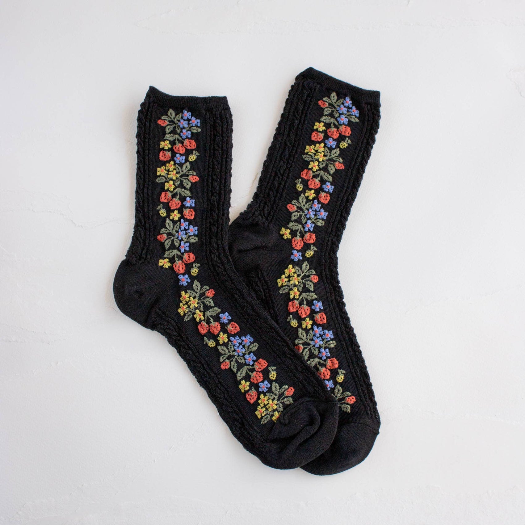 Vintage Strawberry Socks: Black