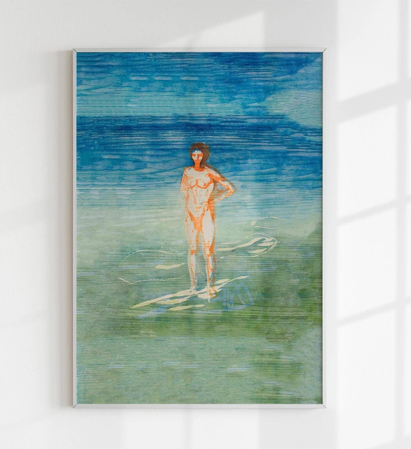 Edvard Munch Man Bathing Art Poster: 5x7 Inches