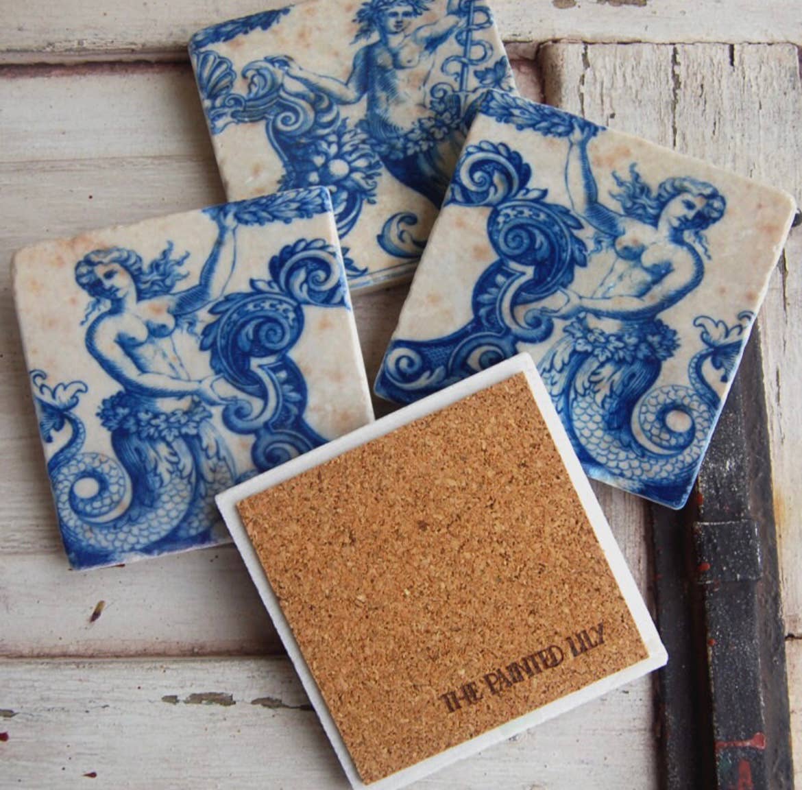 Mermaids stone coasters - Set of 4