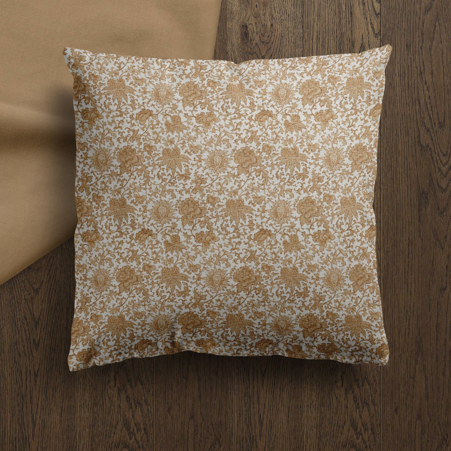 Handmade Golden Floral Pillow