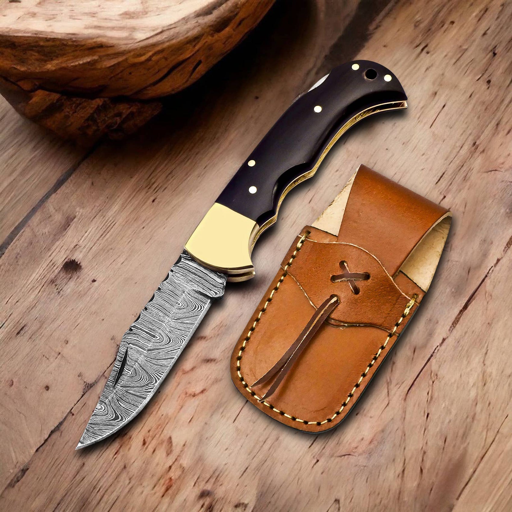6.5' Handmade damascus folding knife, Pocket Knife
