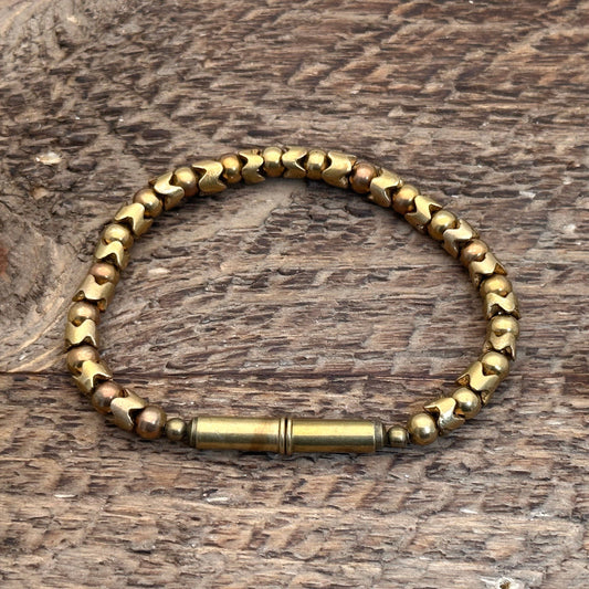 Flint Beaded Single Bracelet: Brass Snake / Medium
