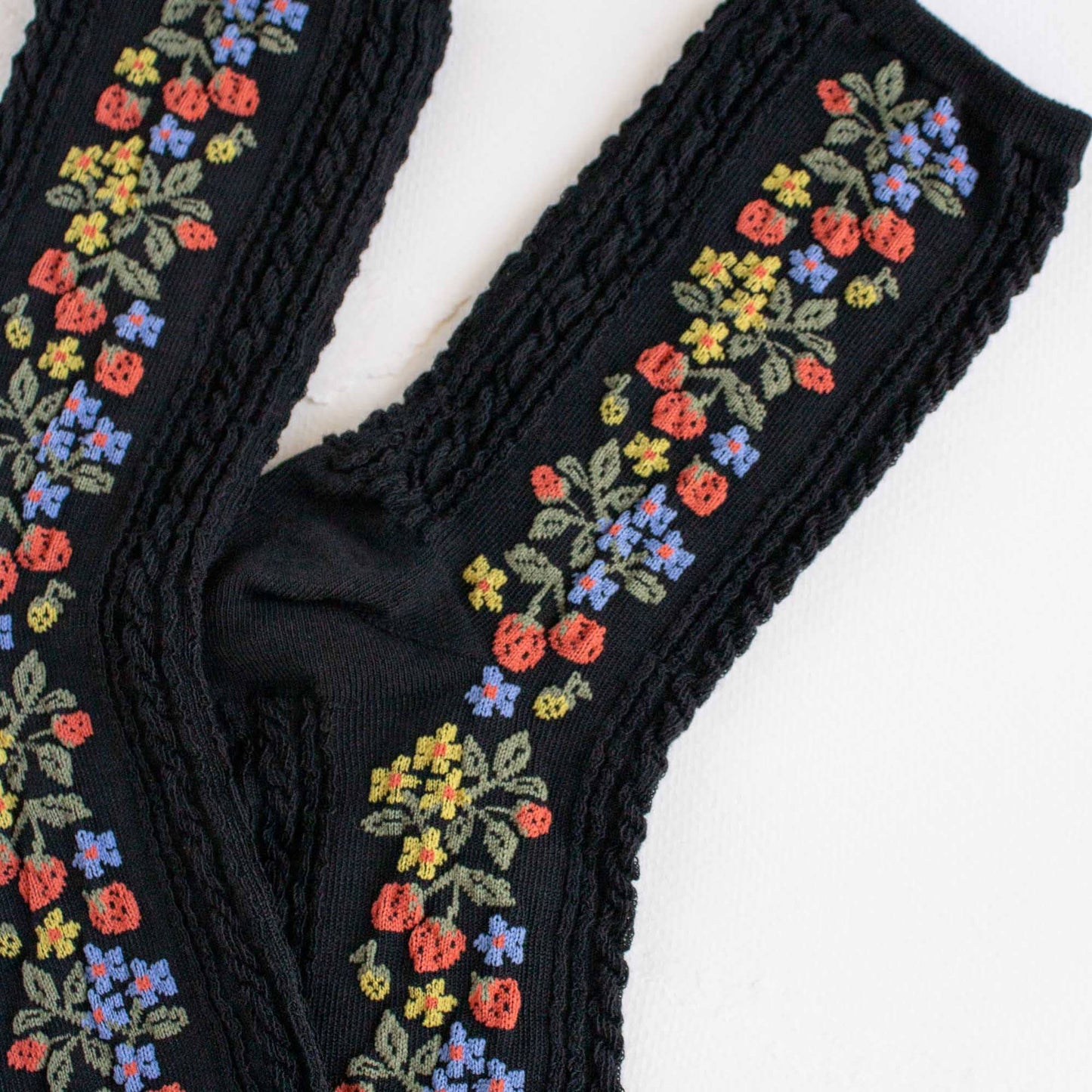 Vintage Strawberry Socks: Black