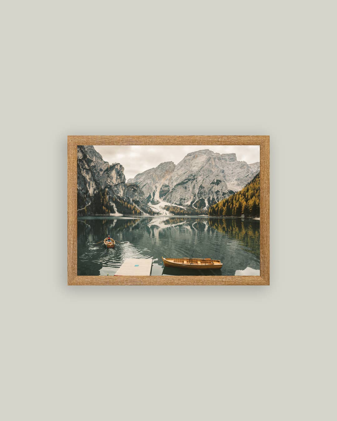 Photo Lakeview With Rowboats Framed Antique Art: 9x7
