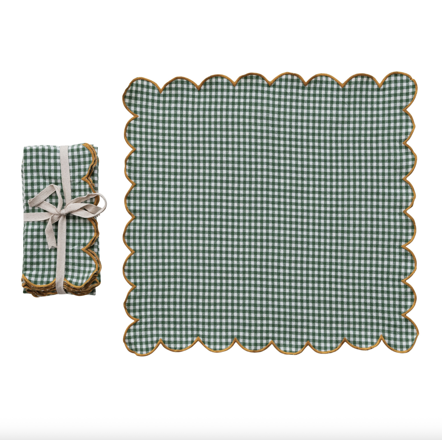 Green Scalloped Gingham Napkins