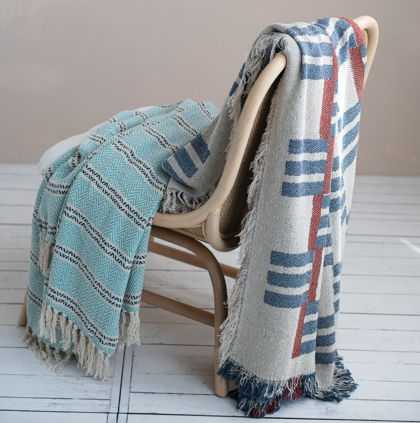 Woven Cotton Blend Jacquard Throw