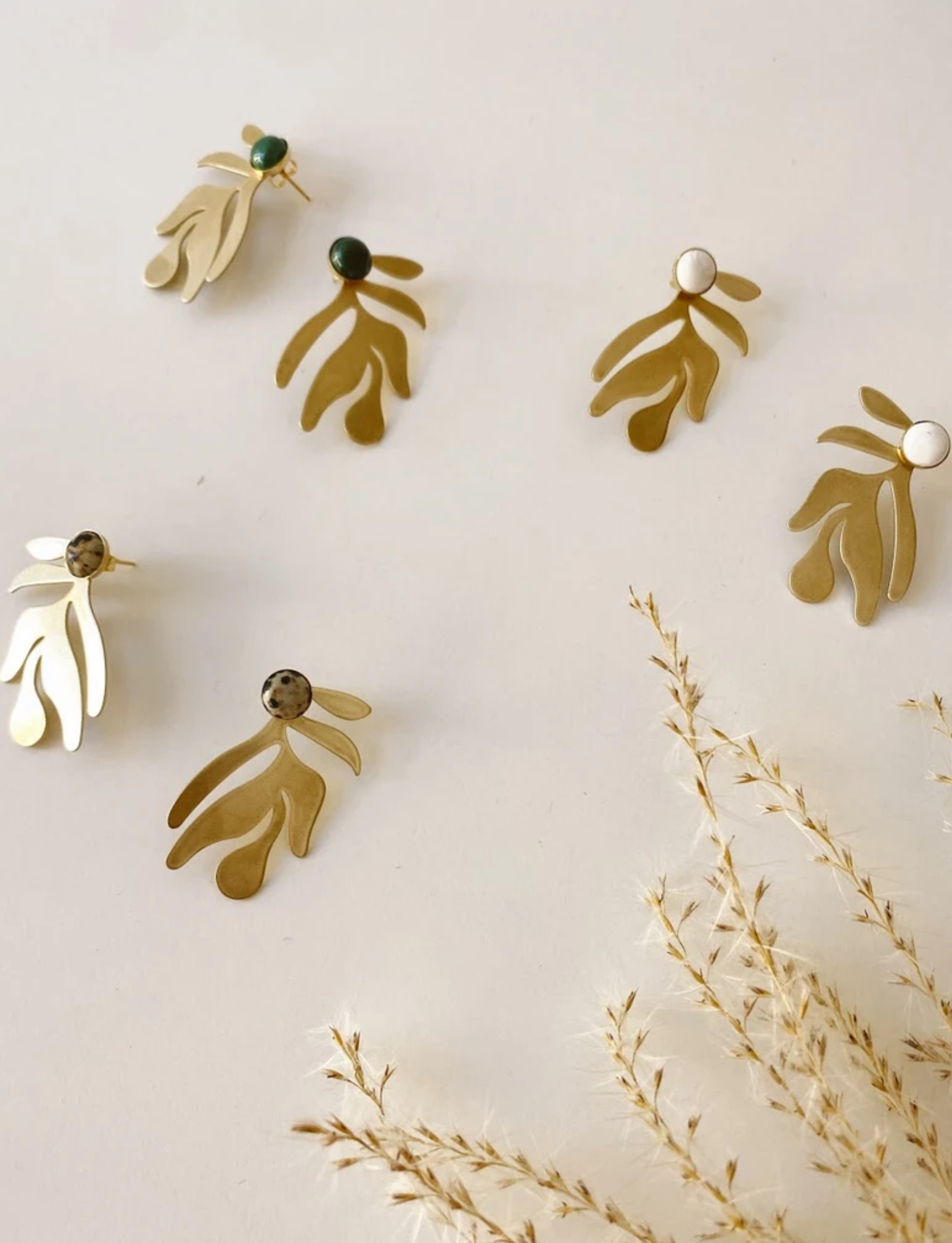 Matisse Earrings: Dalmatian Jasper (cream/black)
