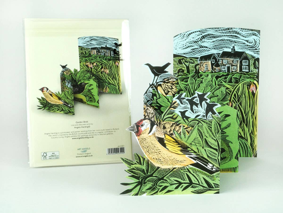 Garden Birds Concertina Card - Angela Harding