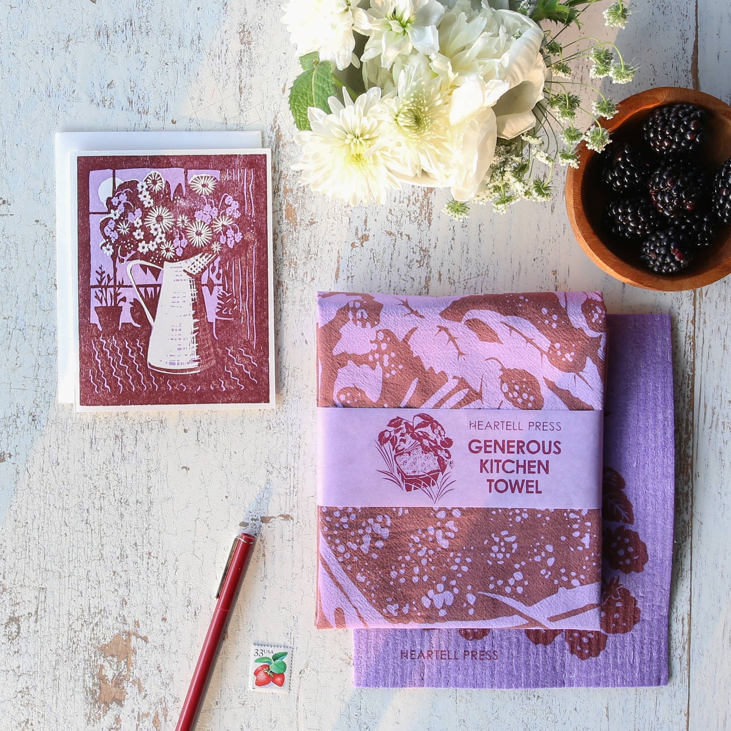 Blackberry Bouquet Letterpress Card