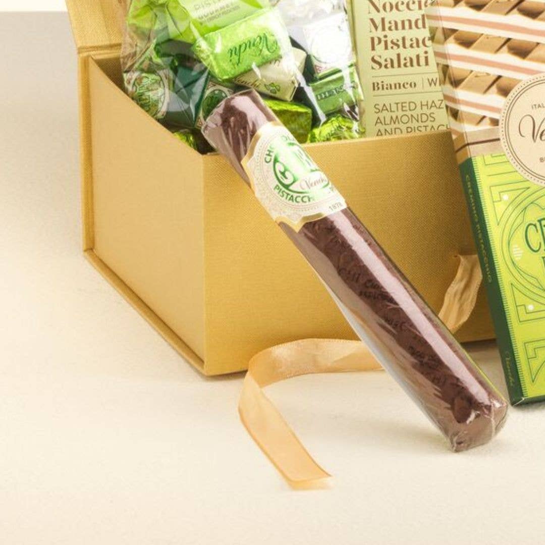 Pistachio Dark Chocolate Cigar - Italian Gourmet Chocolate