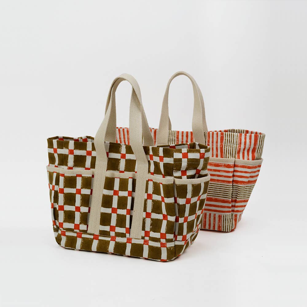 Orange Club Stripe Market Tote