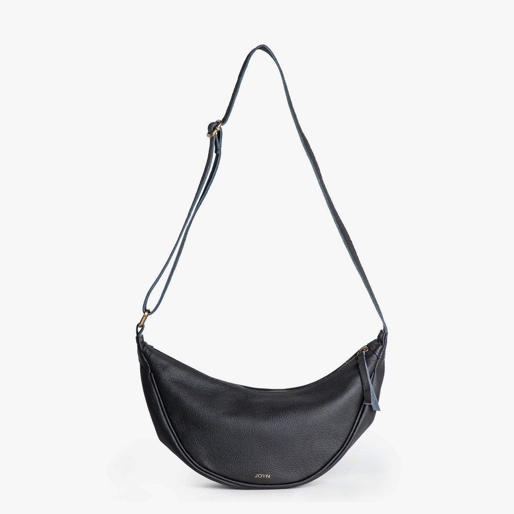 Leather Moon Sling Bag - in Black