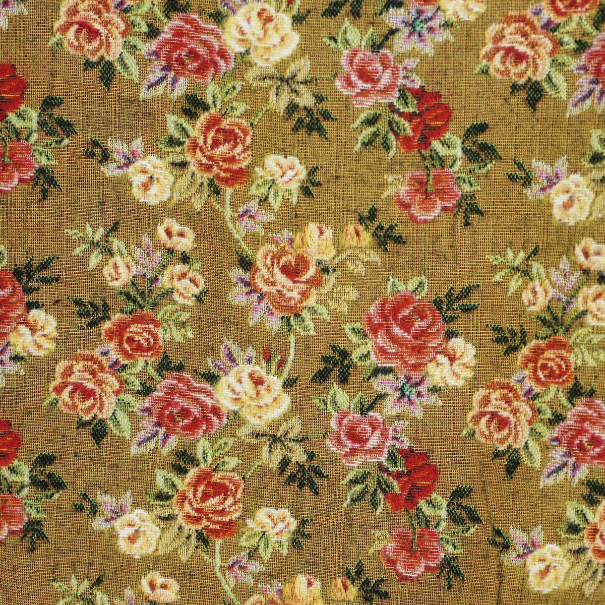 Floral Jacquard Squared Makeup Bag – Mustard & Red (Esme)