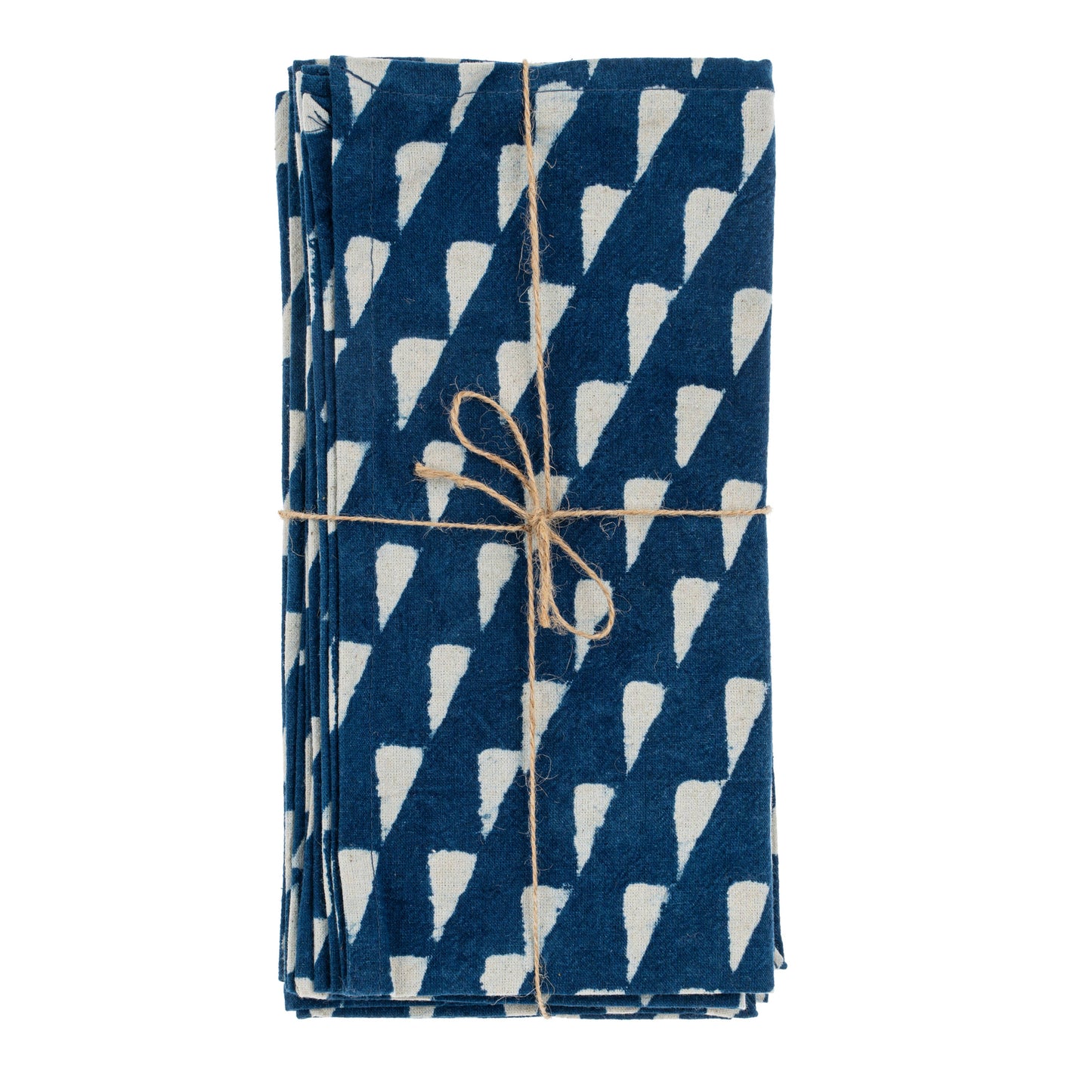 Indigo Block Print Napkins S/4, Triangles