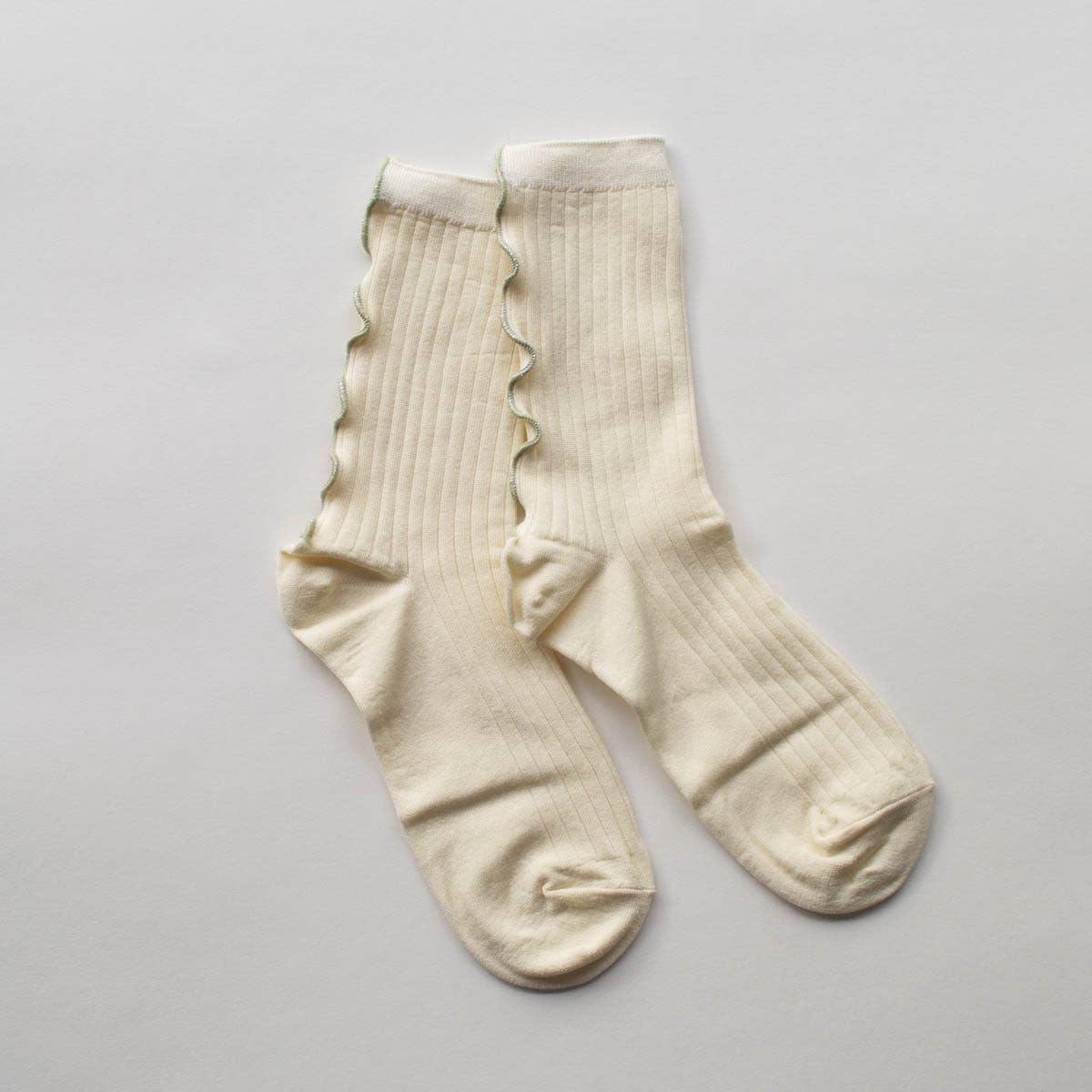 Merrow Stitch Socks: Ivory