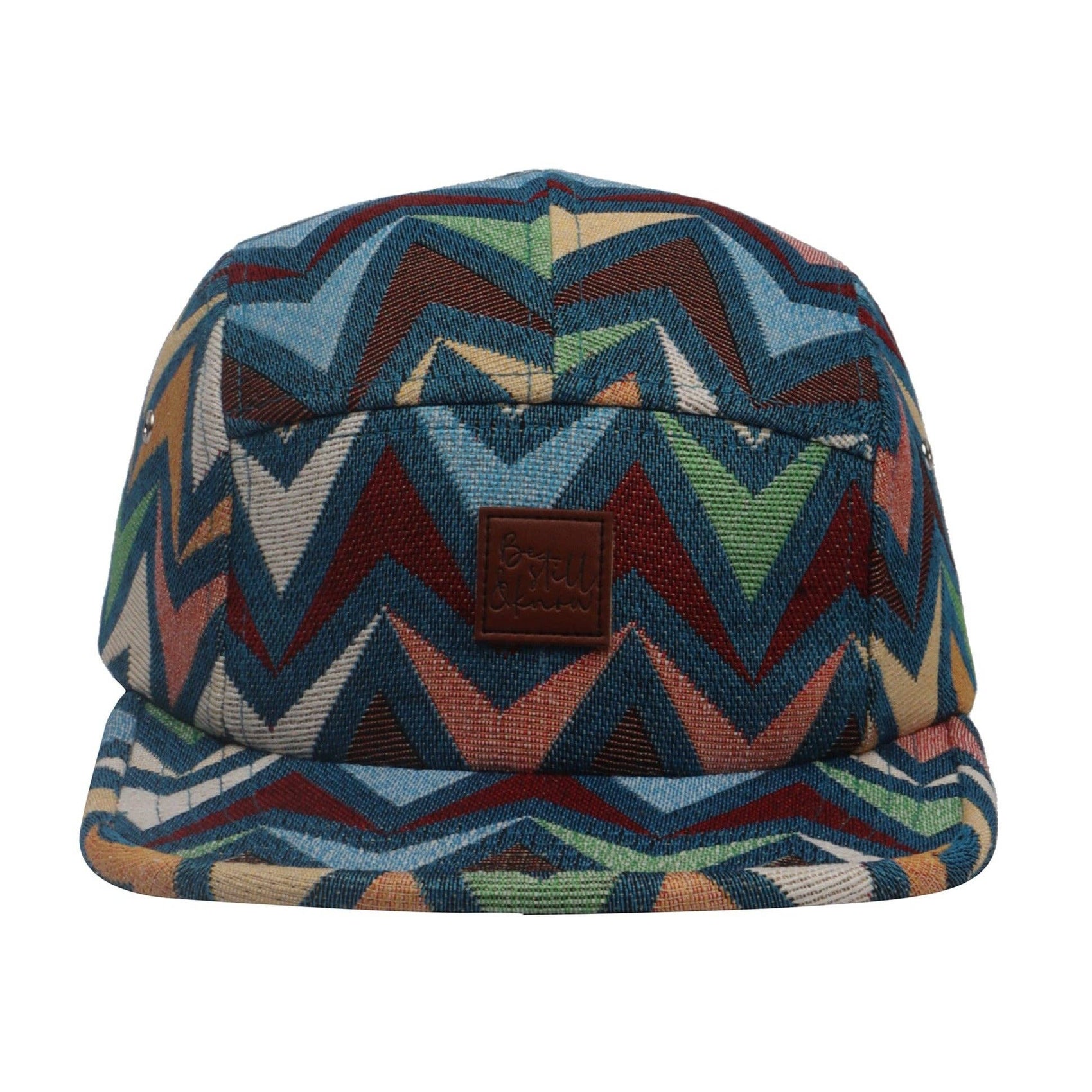 Hatphile Be Still and Know Zigzag Jacquard 5 Panel Hat Camp Cap: Blue