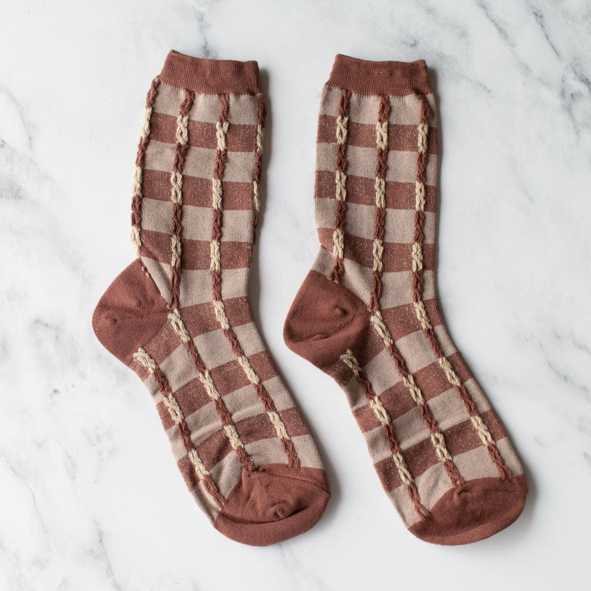 Vintage Twist Socks: Brick